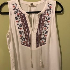 Embroidered sleeveless blouse